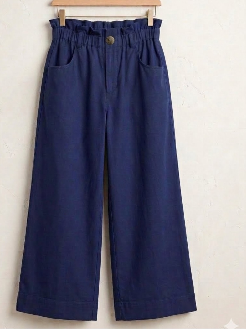 J. Crew Women’s Navy Wide-Leg Trousers - 100% cotton - size 14